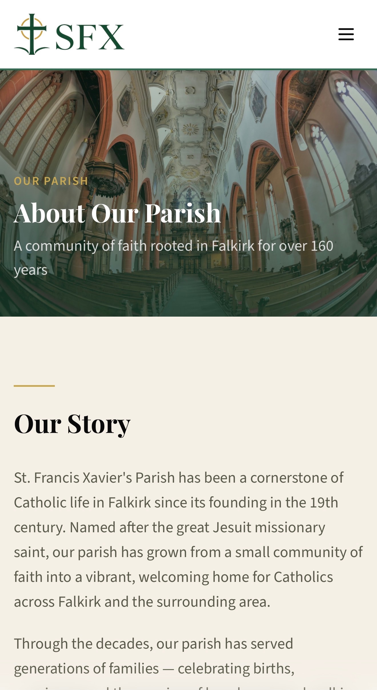 SFX Parish — About Our Parish page
